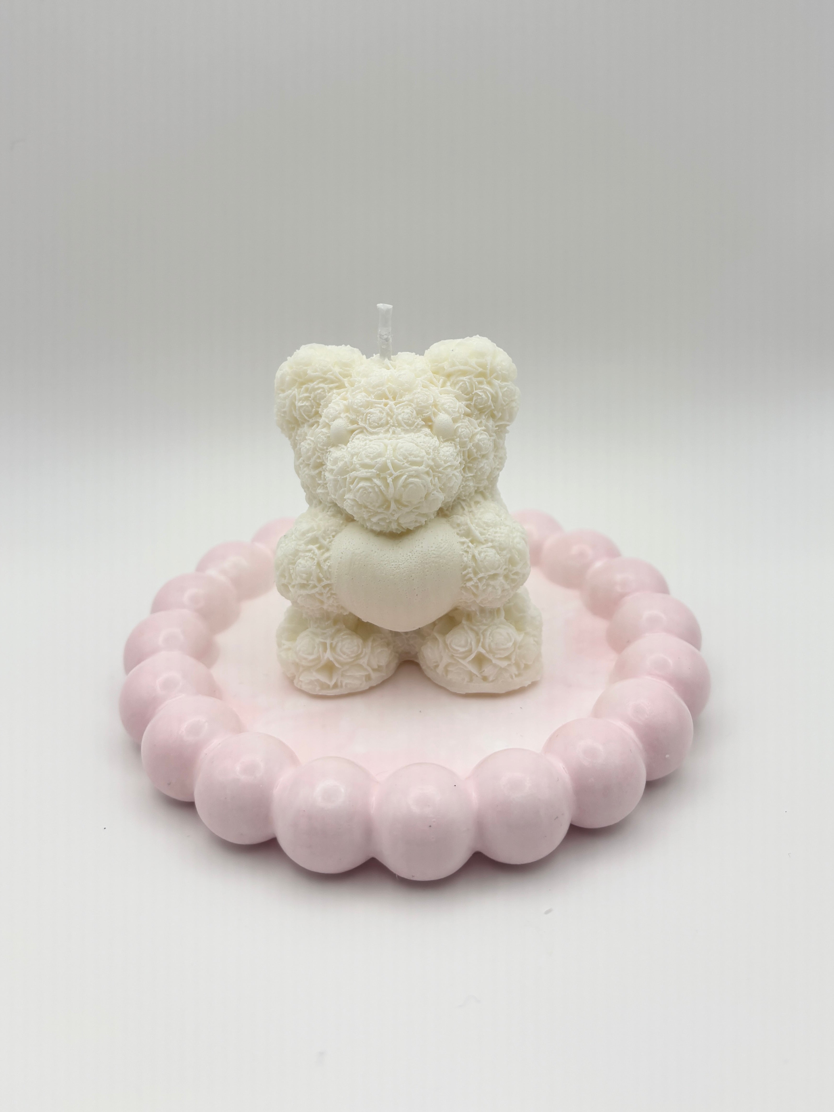 rose bear handmade soy wax candle