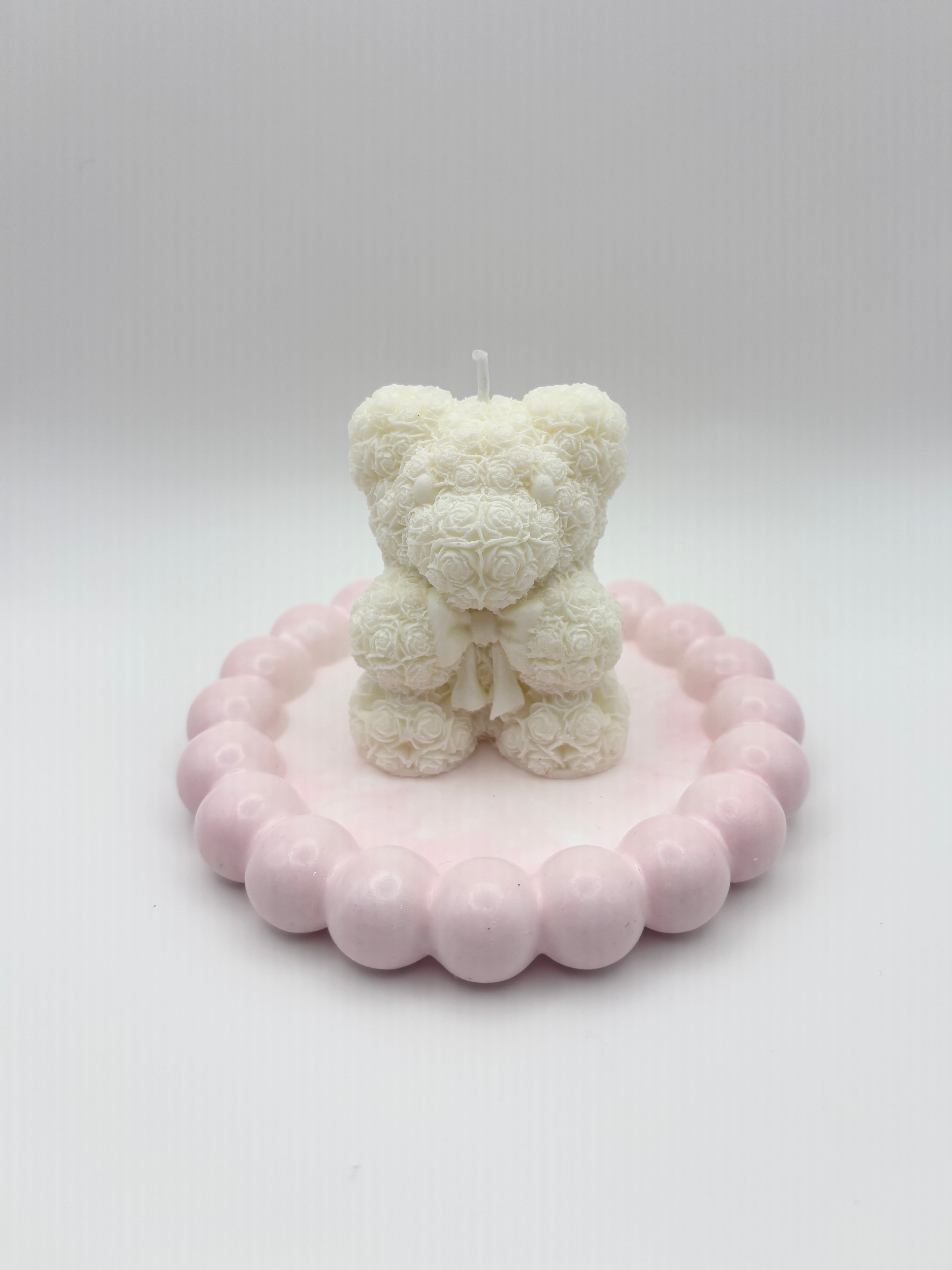 rose bear handmade soy wax candle